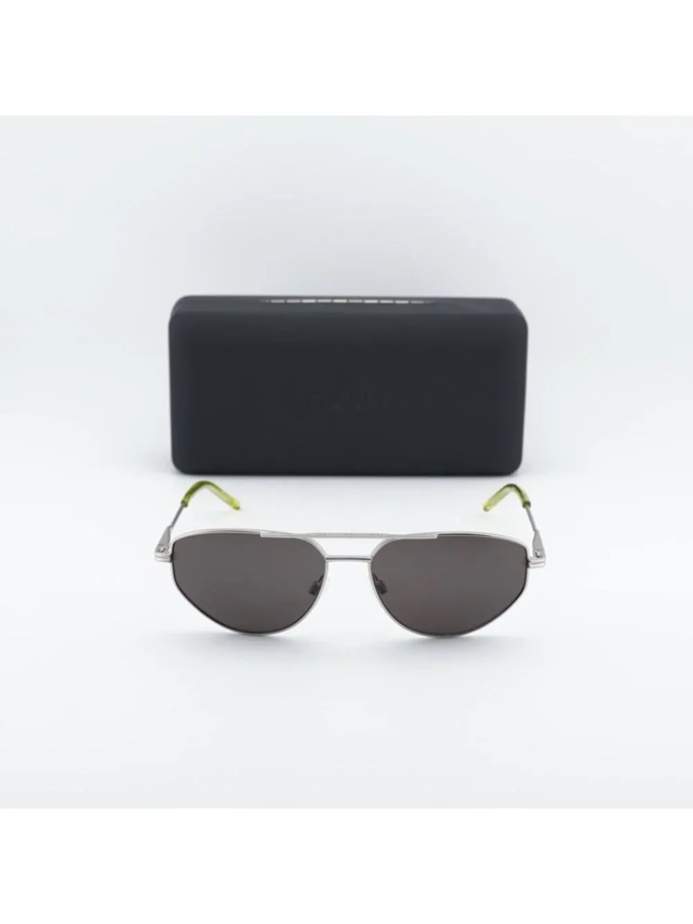 DKNY DK117S 045 Sunglasses Satin Silver Square Frame, Kiwi Lenses